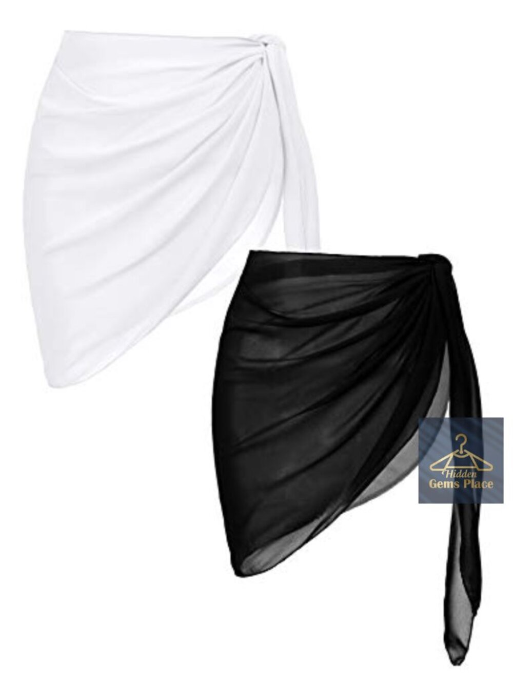 2 Pack Chiffon Beach Sarong Wrap Swim Coverup Set